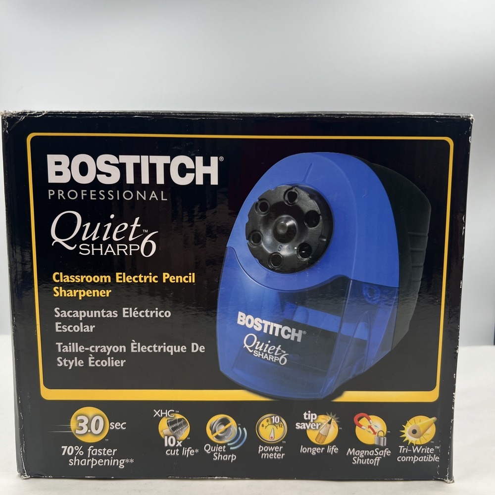 Bostitch QuietSharp 6 Electric Pencil Sharpener - Desktop - 6 Hole(s) - 7.5" NEW